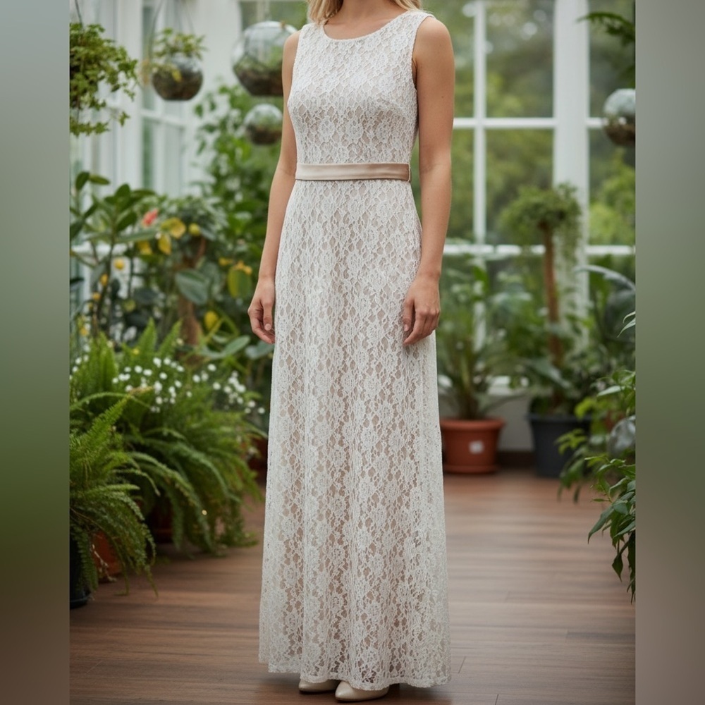 Christina Wu Lace Overlay Sleeveless Mermaid Maxi Gown - Picture 3 of 16